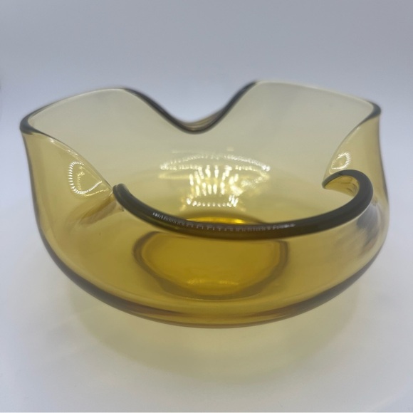 Vintage Anchor Hocking Amber Glass Folded Edge Bowl 5" X 2.5" - Picture 1 of 7